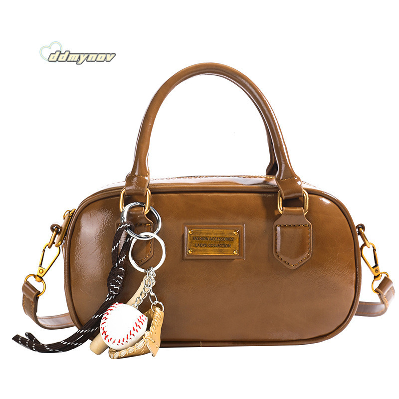 Bowling for Women Korean Style Versatile Handbag Autumn Large Capacity Fashionable Women's Commuter Shoulder Crossbody Bag ddmynov