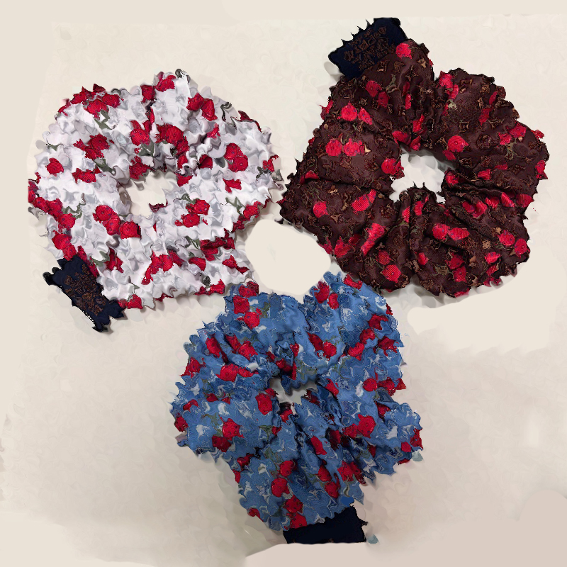 designer hair tie ladies classic floral hair elastic elegant hair ring cherry fresh hair rope stretchy hair bands cherry fresh style scrunchie