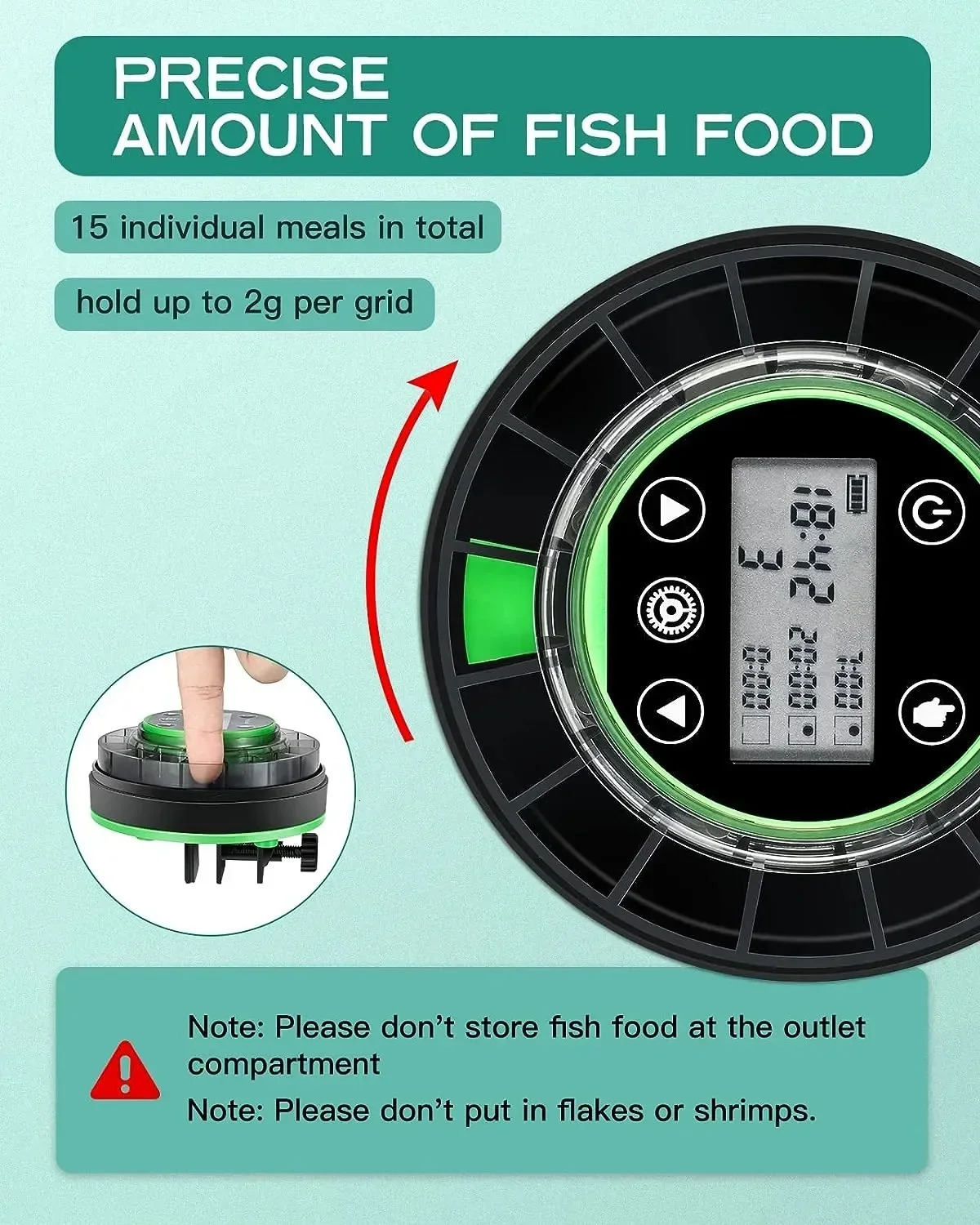 Automatic Fish Feeder for Aquarium Automatic Food Dispenser with Timer Rechargeable Timer Feeder with USB Cable LCD Display 250624