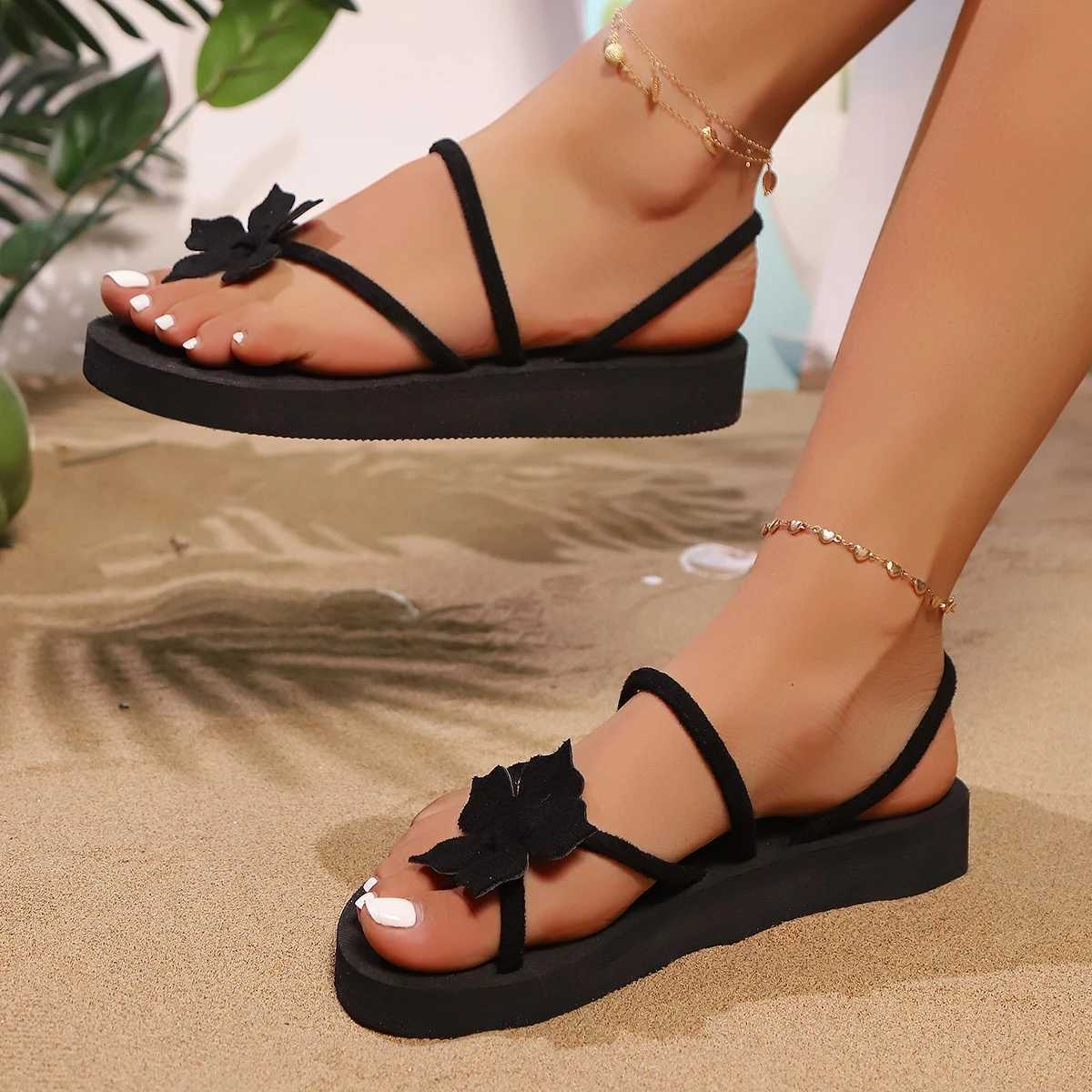 Womens Summer Sandals - Black Flip Flops Slippers | Comfortable Slides anti-slip EVA sole comfortable flat-bottomed beach shoes Z250614
