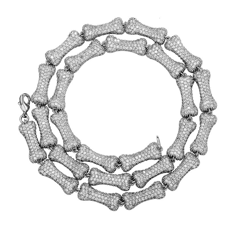 9mm Fine Quality Hip Hop Bone Charms Necklace Bracelet Jewelry Set Full Cz Zircon Neck Chains Personalized Mens And Womens Rapper Halloween Gifts Neck