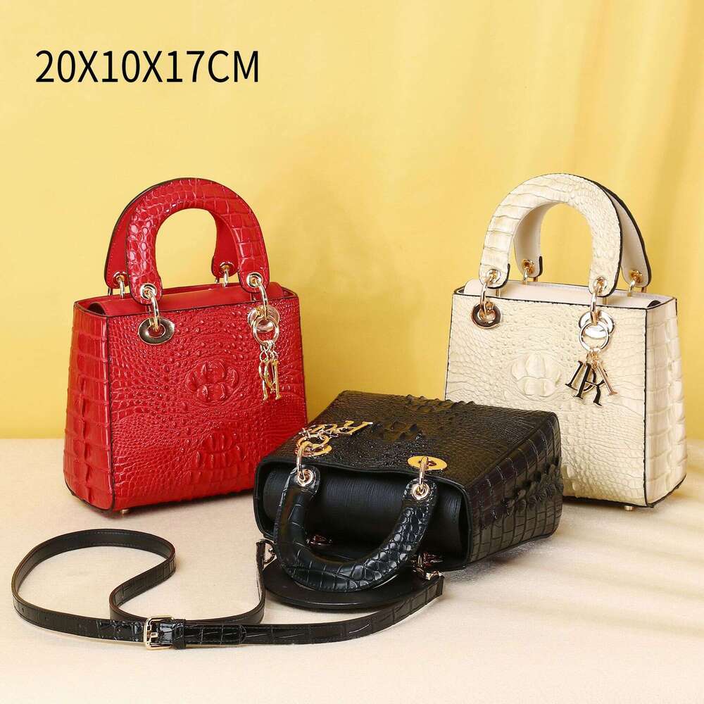 Fine Pattern Crocodile Bone Classic Princess Diana 20inch Handheld Shoulder Crossbody Women's Bag Fashion Small Backpack Trend
