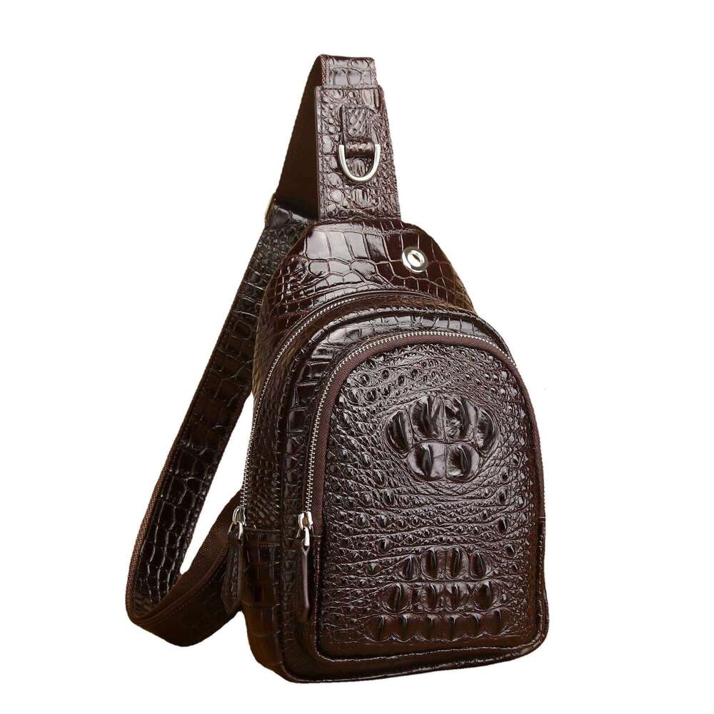 Pattern New for Crocodile Men, High-End Front Chest Single Shoulder Crossbody Bag, Casual Outdoor Large Capacity Men's Bag Men, ,