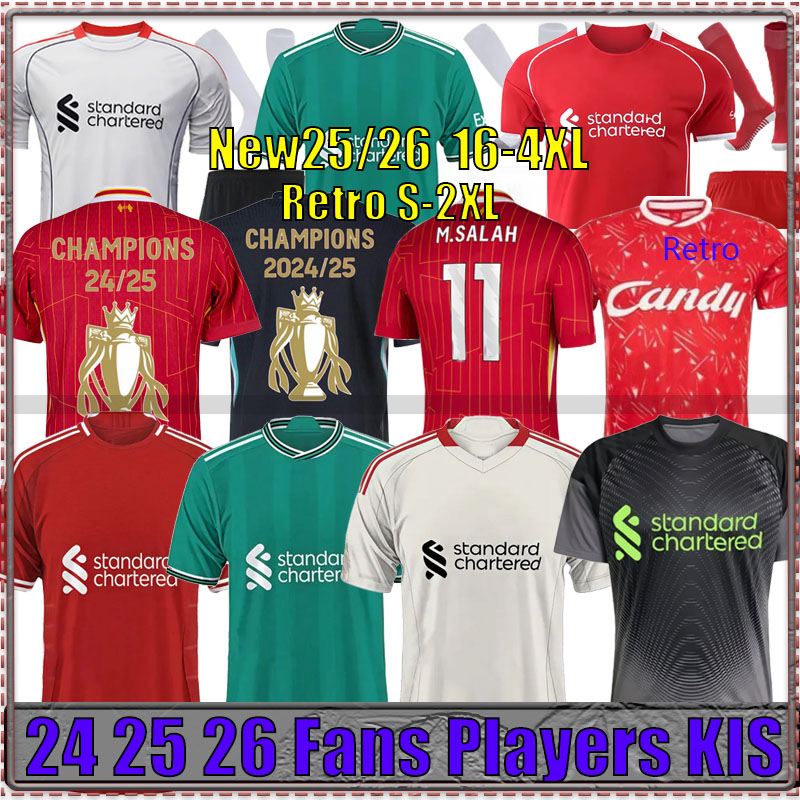 24 25 26 Liverpoool The RedsMohamed Salah Darwin Home Away Third Soccer Jersey Retro Jersey Szoboszlai Dominik Robertson Alisson Becker Gomez Joel Matip kids kit