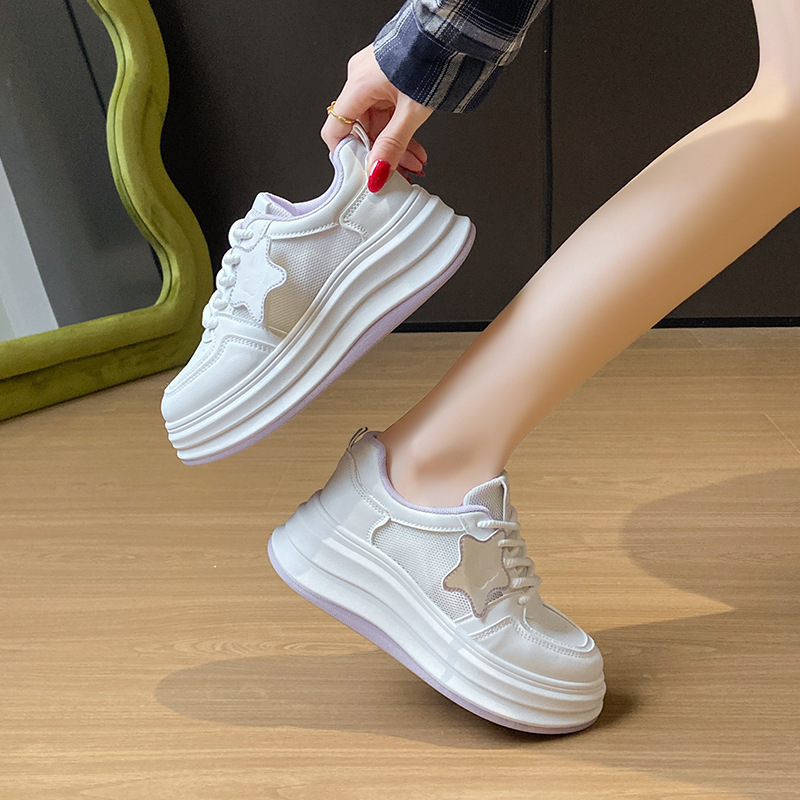 Ddmysports White Sneakers For Women Spring New Korean Style Ins Female Student Star Sports Versatile Board Shoes Street Shooting HB Outdoor Shoes