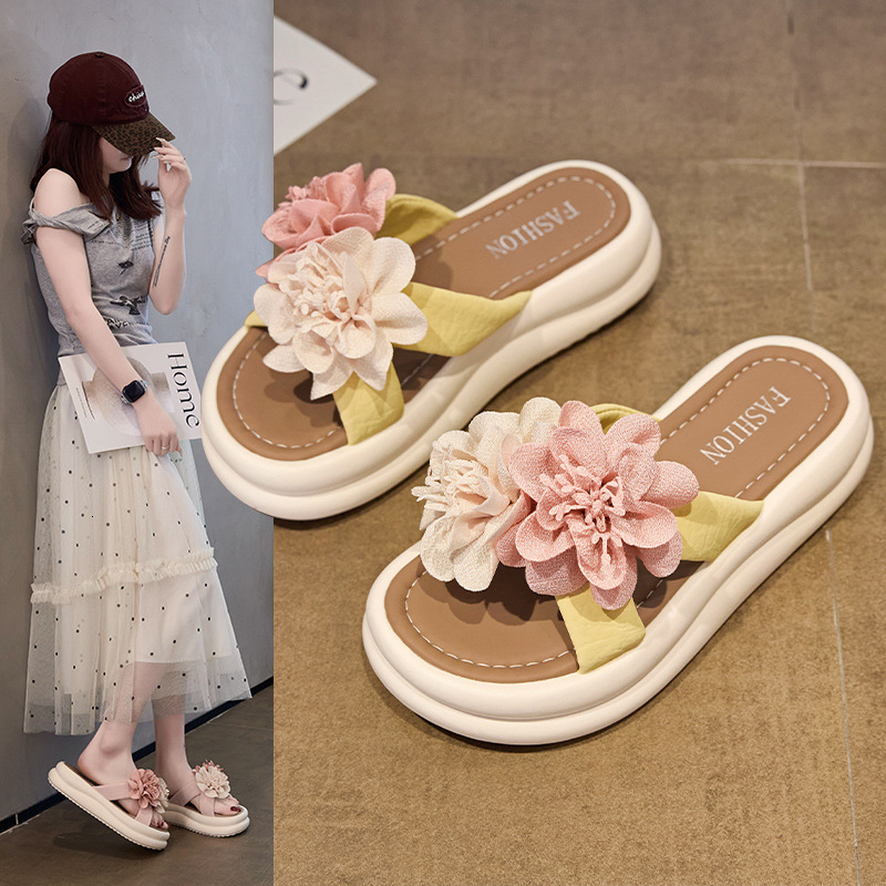 Ddmyoutdoor Platform Height Increasing One Strap Fairy Shoes Outdoor Wear Summer New Chinese Style Dress Matching Sandals Outdoor Shoes