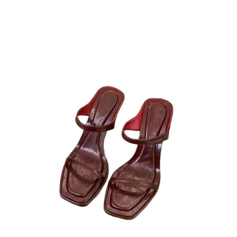 Ddmyoutdoor Summer New Trendy Sexy High For Women Leopard Print Square Open Toe Strap Thin Heel Sandals Outdoor Shoes