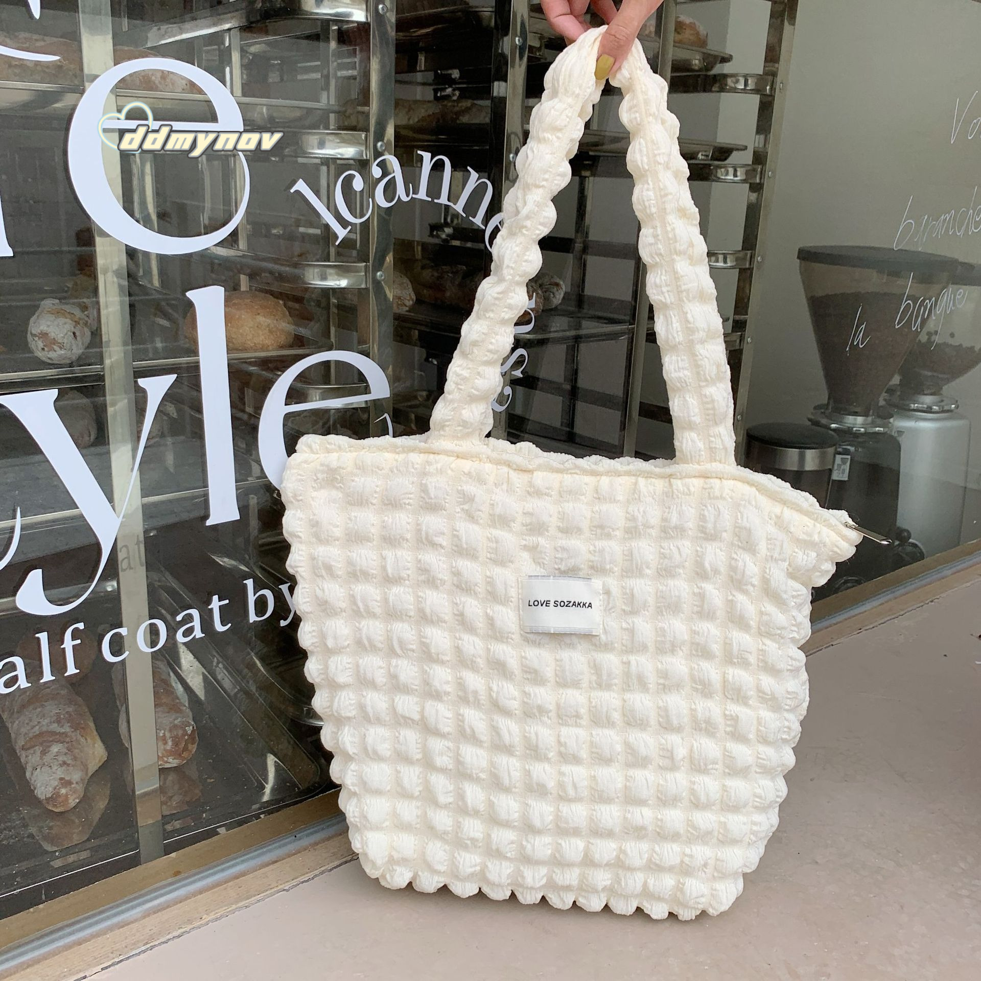 2755 Stylish Cloud Bubble Flower Single Shoulder for Female Students Simple Handbag Canvas Large Capacity Women's Bag ddmynov