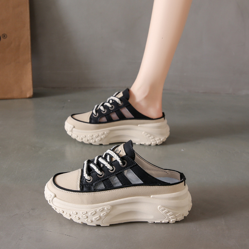 Ddmysports Platform Sandals For Women New Summer Closed Toe Mesh Hollow White Shoes Student Casual Sports Sneakers Outdoor Shoes