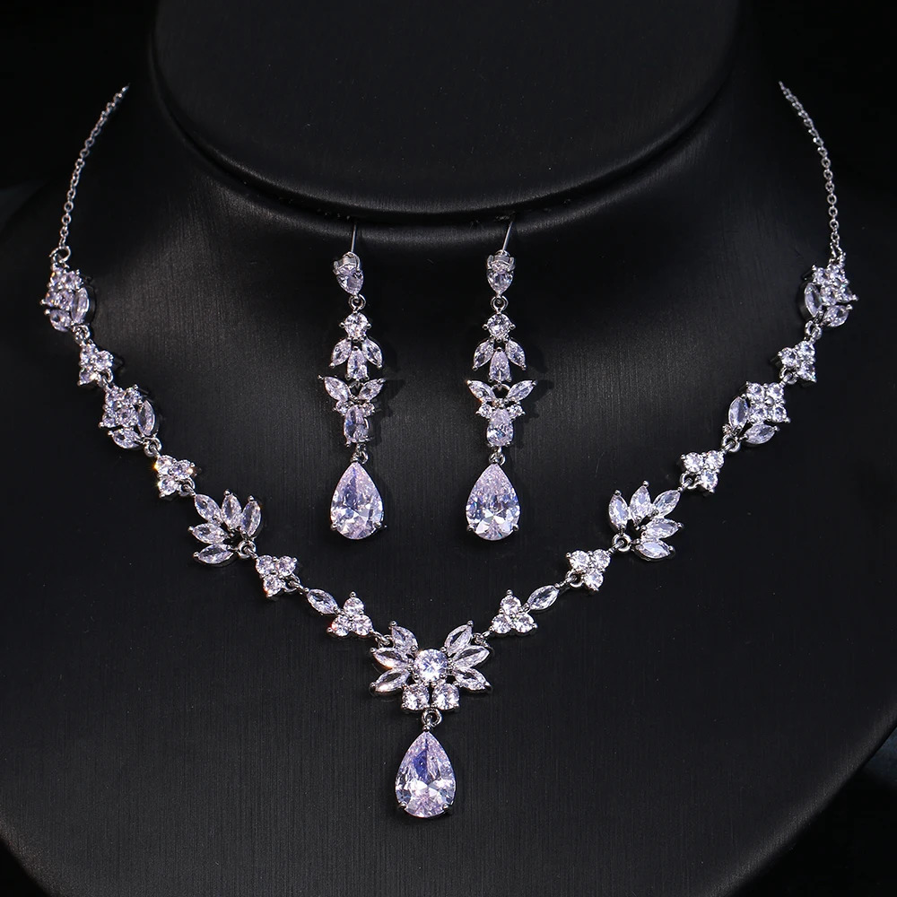 Emmaya Fashion Statement Wedding Party Classical Waterdrop Shape Delicate Jewelry Set For Women Girls Fascinating CZ Fancy Gift 250609