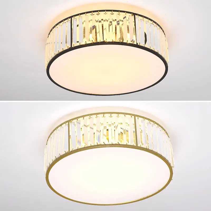 Modern Crystal LED Ceiling Light Gold/Black Metal Frame with Crystal Shade for Bedroom Living Room Nordic Home Decor Lighting XJ2500613