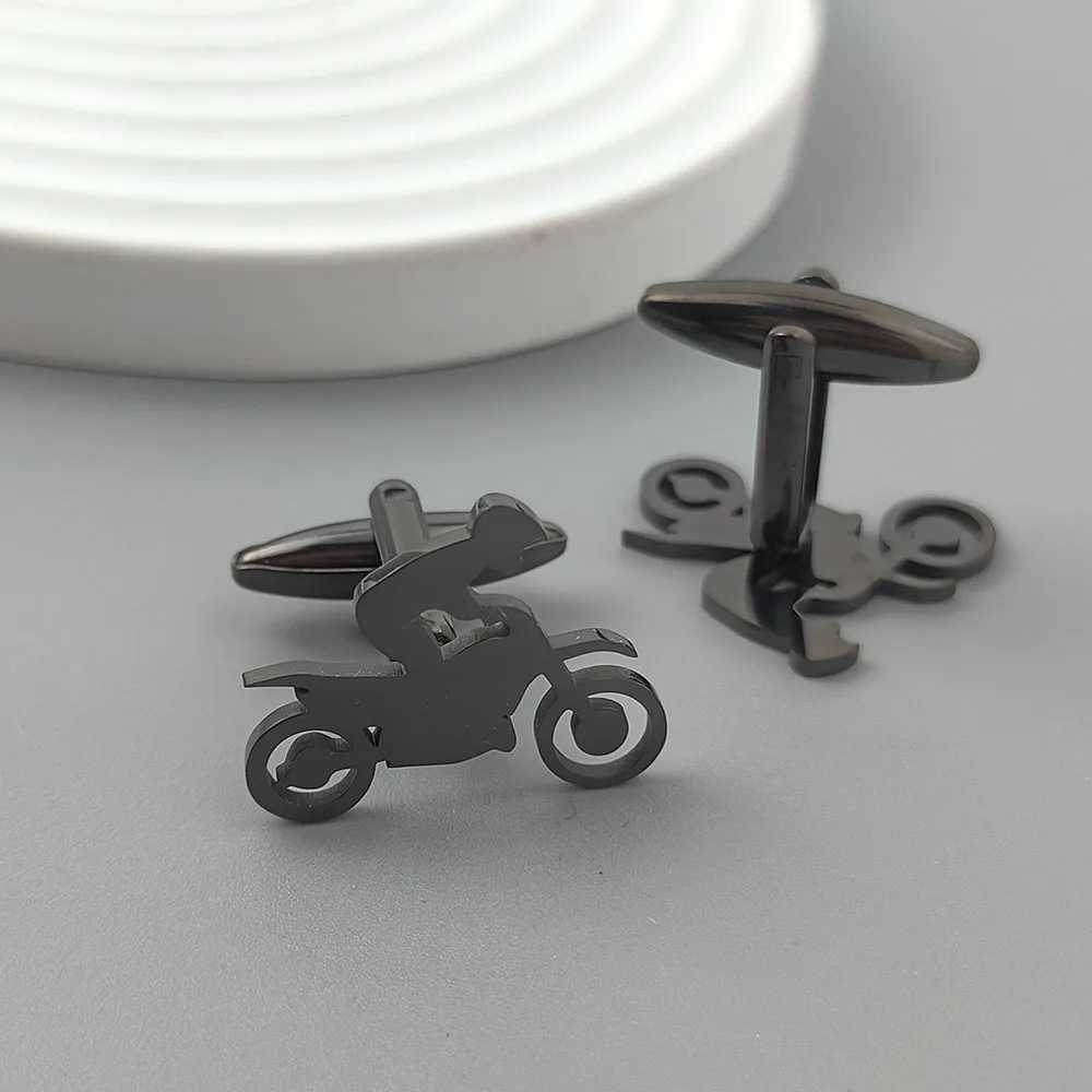 Punk style motorcycle hollow stainless steel 18K gold-plated cufflinks silver French shirt buttons suit wedding accessories XJ250614