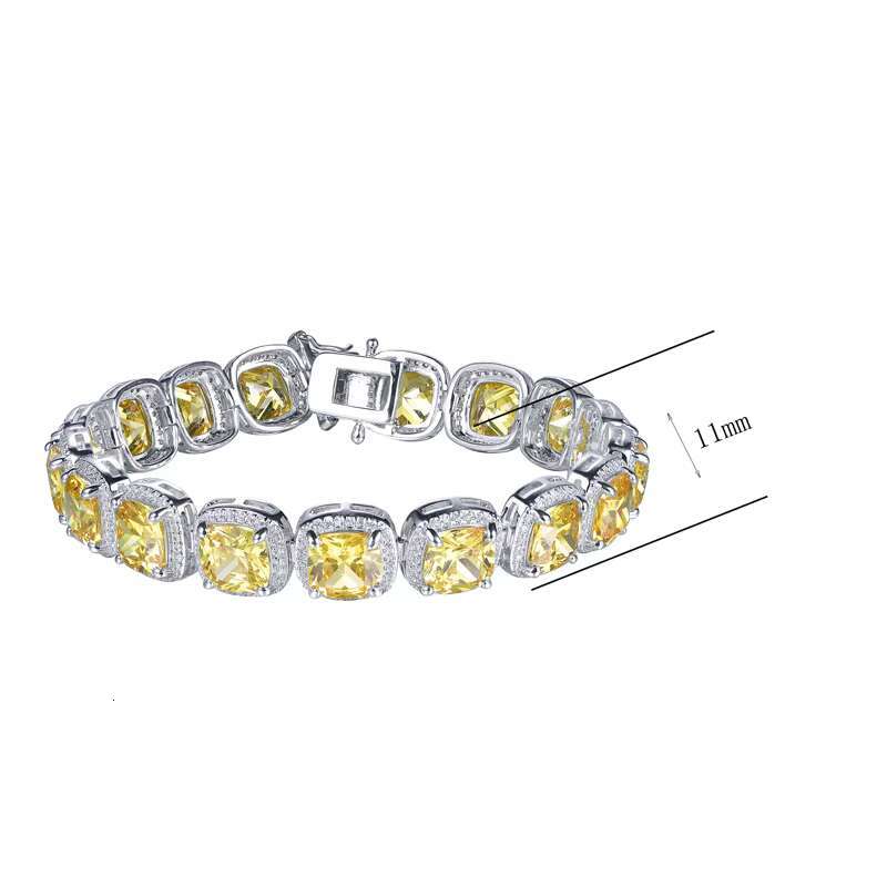 Kirin Jewelry Custom 925silver Mens Hip Hop Tennis Chain Zirconia Cuban Chain Square Diamond Ice Candy Bracelet