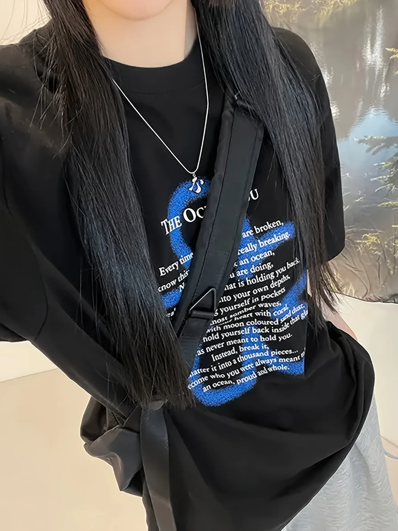 Y2K Women's Oversized Graphic Tee - Black Letter Print T-Shirt, Sweet Spicy Streetwear Top, Summer Casual Loose Fit Cotton