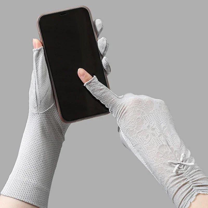 Ice Half Finger Spring Summer Thin Long Lace Outdoor Riding Driving Womens Sunscreen Gloves Fingerless Gloves Black Gloves 250610