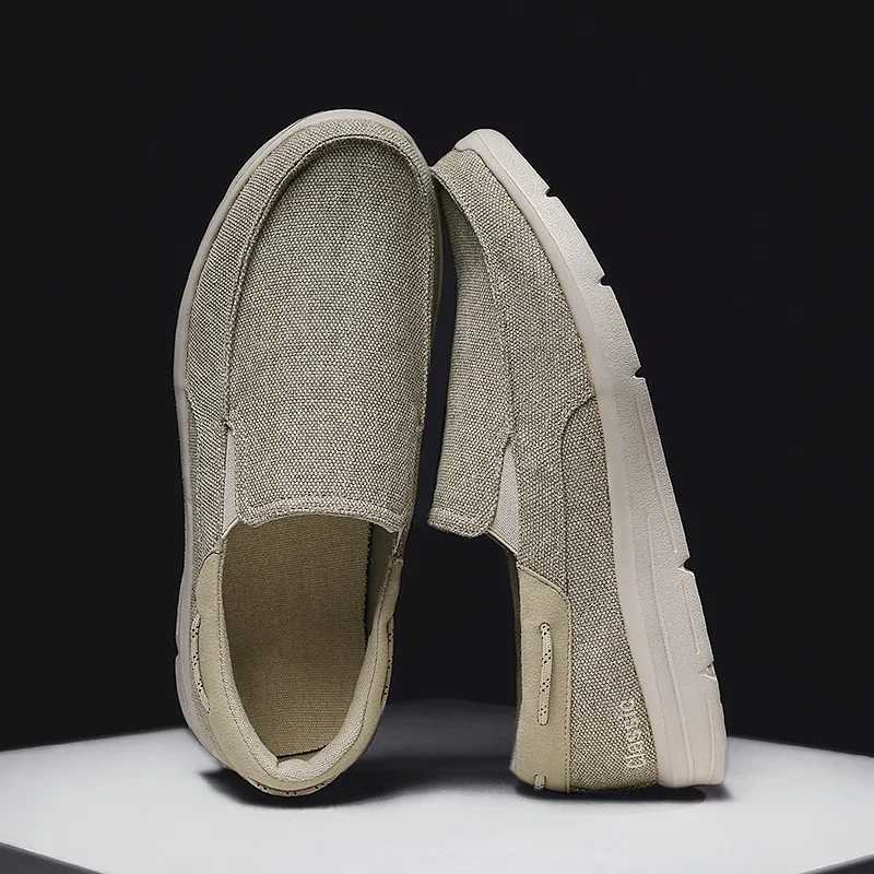 YRZL Mens Canvas Shoes Slip-Loafers Lightweight Sneakers for Walking Outdoor Comfortable Large Size N-Slip Male Shoes XJ250614