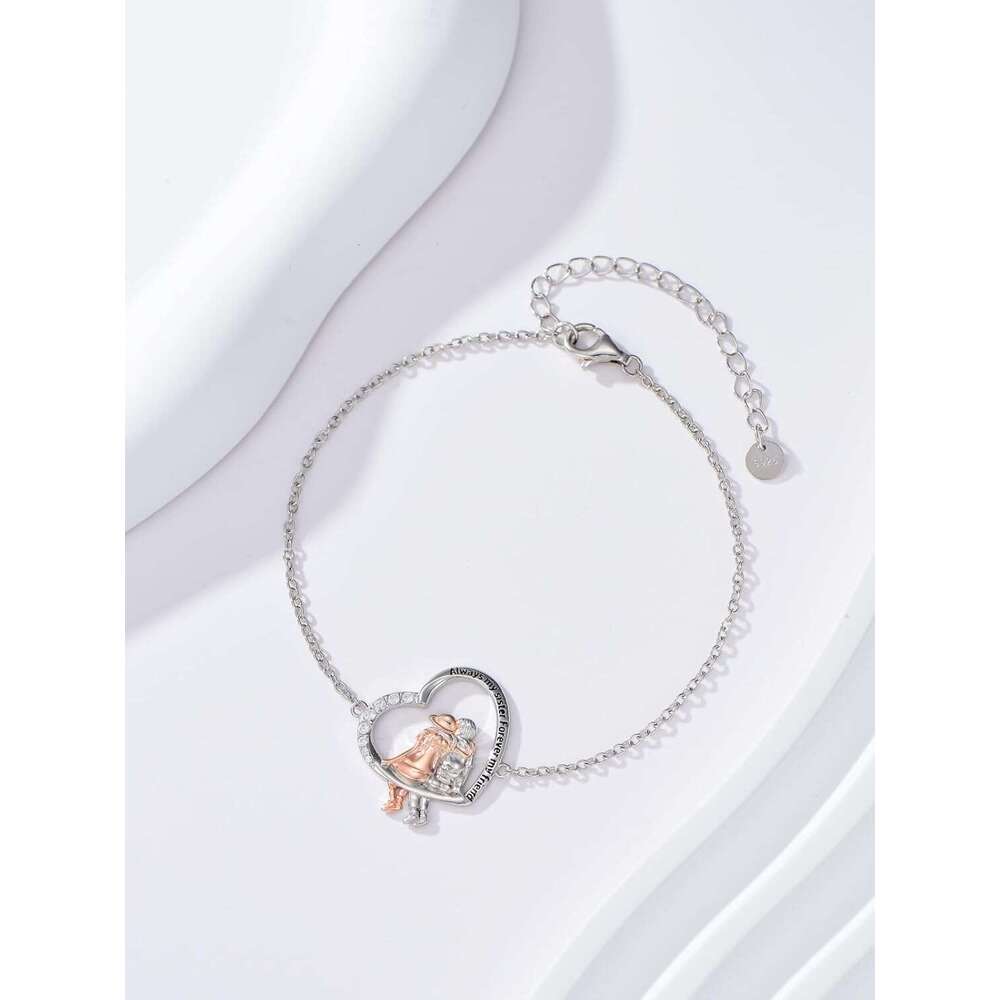 from Brother Sterling Sier Heart Bracelets Women Always Sister Forever My Friend Gifts for Sisters Anniversary Birthday Mothers Day Gift