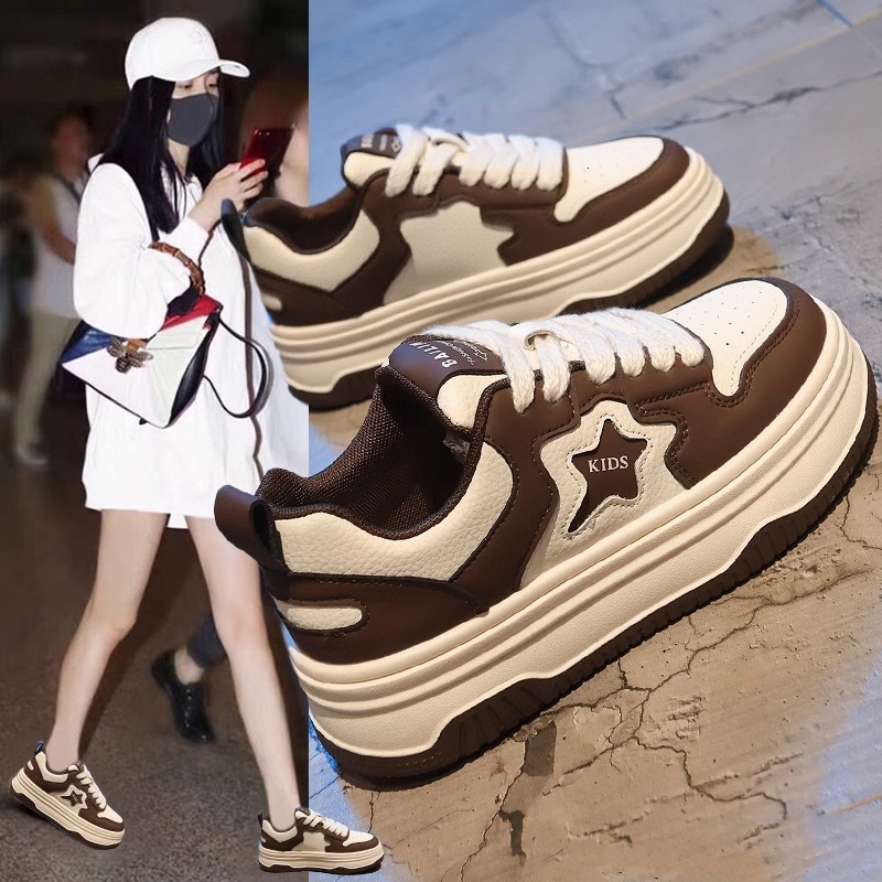 Ddmysports Cute Funny Big Head Shoes Black And White Panda Women Autumn Versatile Thick Sole Height Increasing Sports Niche Casual Sneakers Outdoor Sh