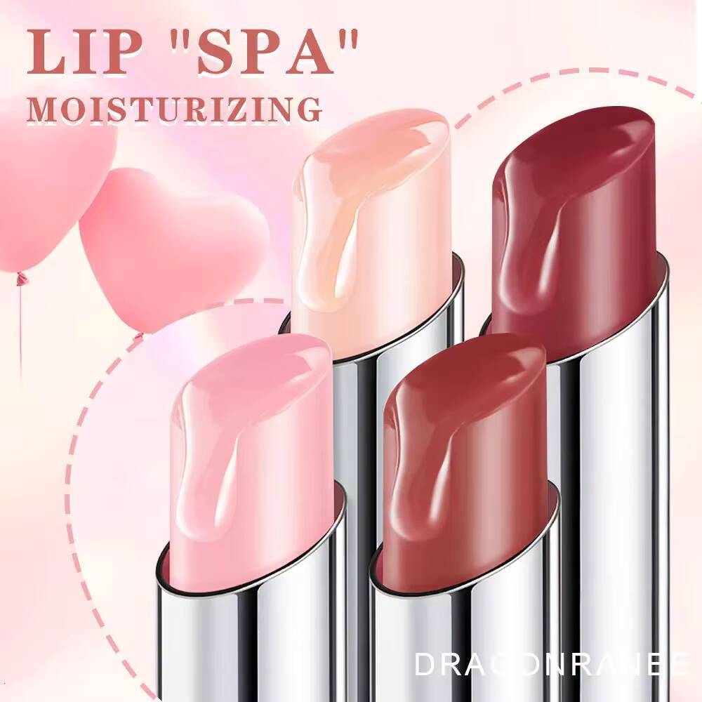 Cute Pink Moisturizing Jelly Lipstick - Temperature Change Balm with Long Lasting Nourishment for Care Lip Gloss happy