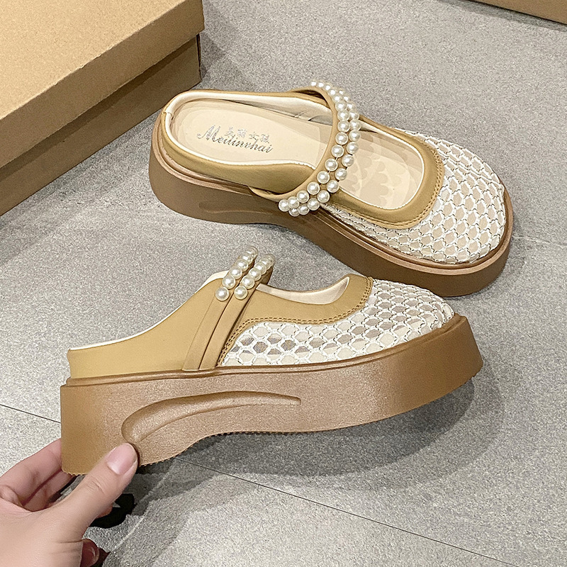 Ddmyoutdoor Women S Open Toe For Outdoor Wear Summer New Thick Soled Versatile Breathable Non Slip Casual Fashion On Half Slippers Outdoor Shoes