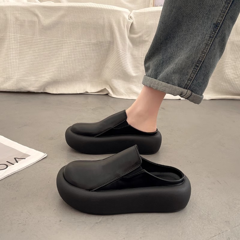 Ddmyoutdoor Super Popular Thick Soled Closed Toe Half Slippers For Women Spring And Autumn Outdoor Slip On New French Style Mules Lazy Shoes Outdoor S