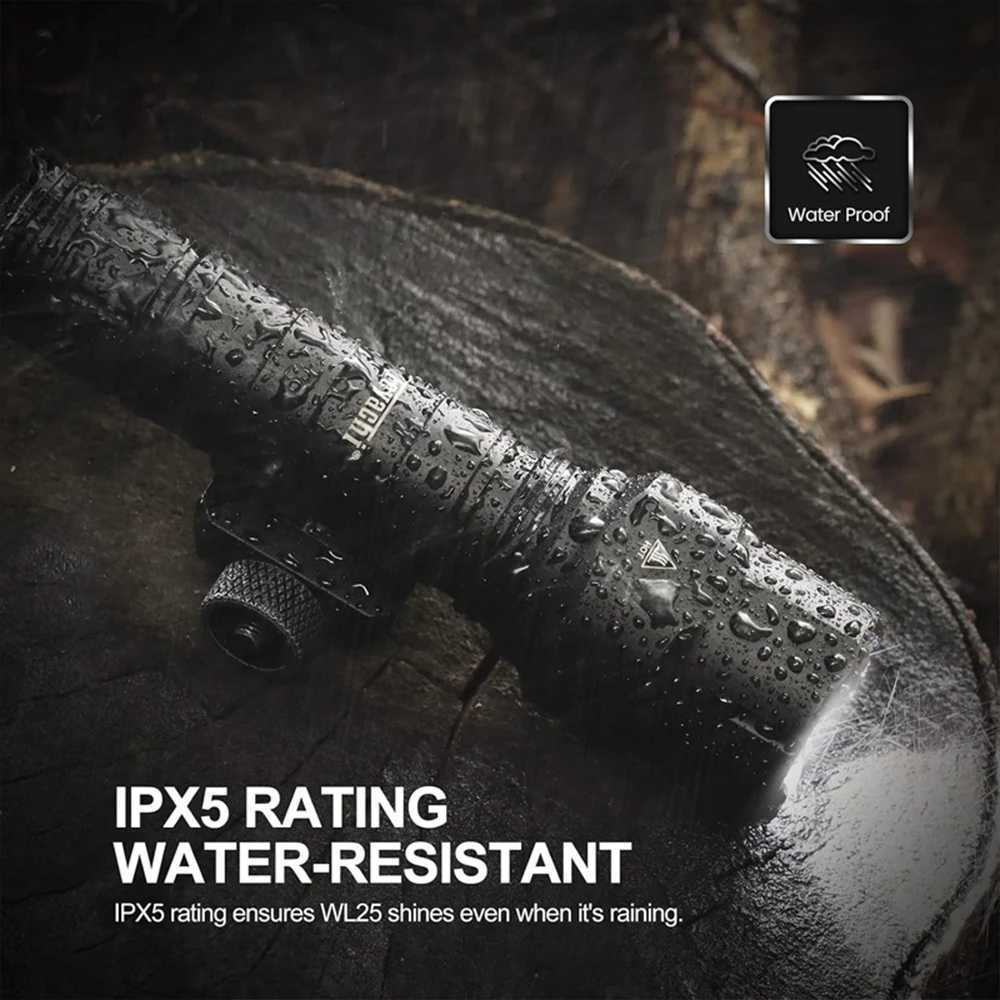 Feyachi 1200 Lumen Tactical Flashlight Matte Black LED Weapon Light with Pressure Switch 3 Modes - High/Low/Strobe Fixed Picat XJ250613