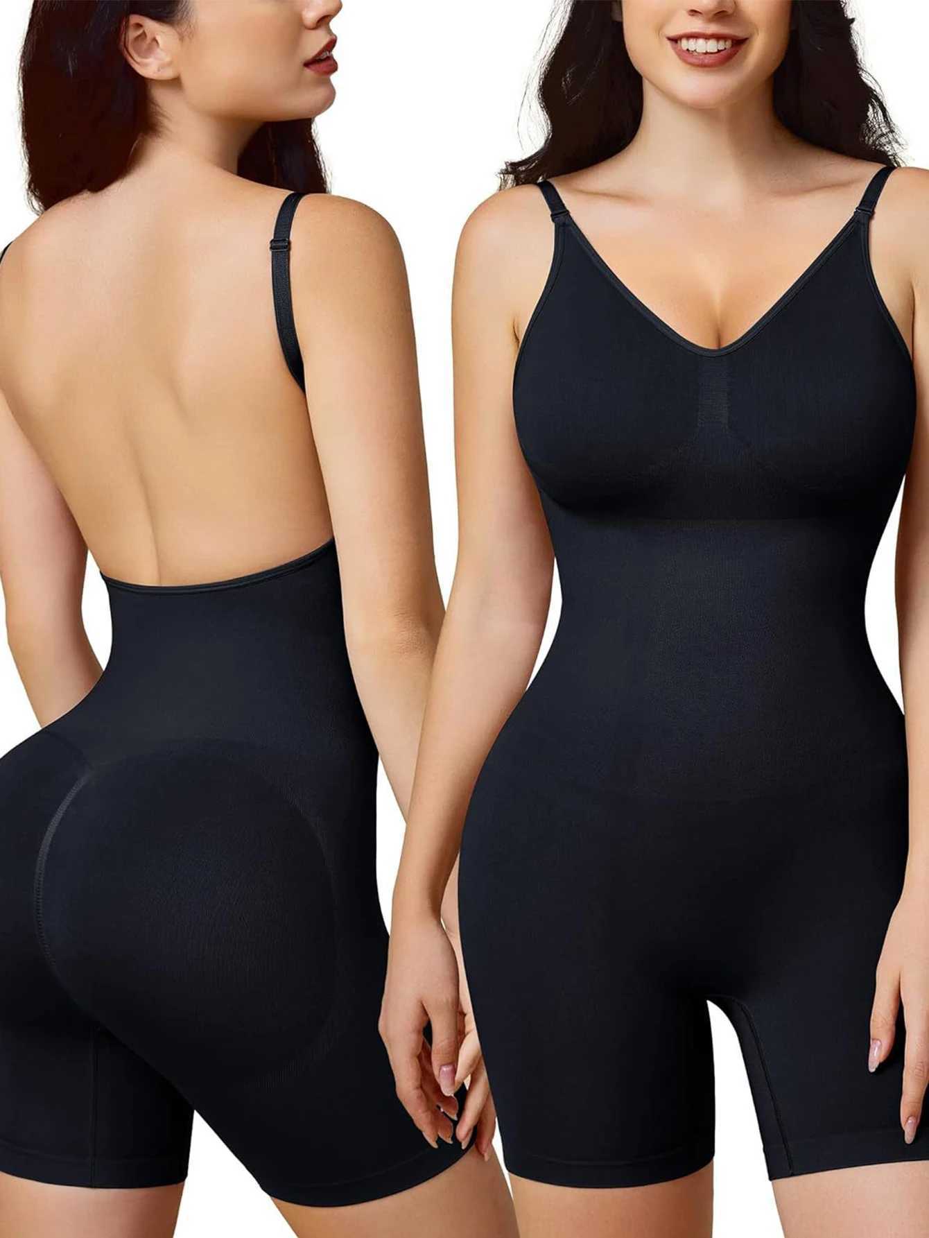 Body Shaper Women Tummy Control Shapewear Bodysuits Mid Thigh Seamless Leotard Body Shaping Waist Backless Full Body Black XJ250614