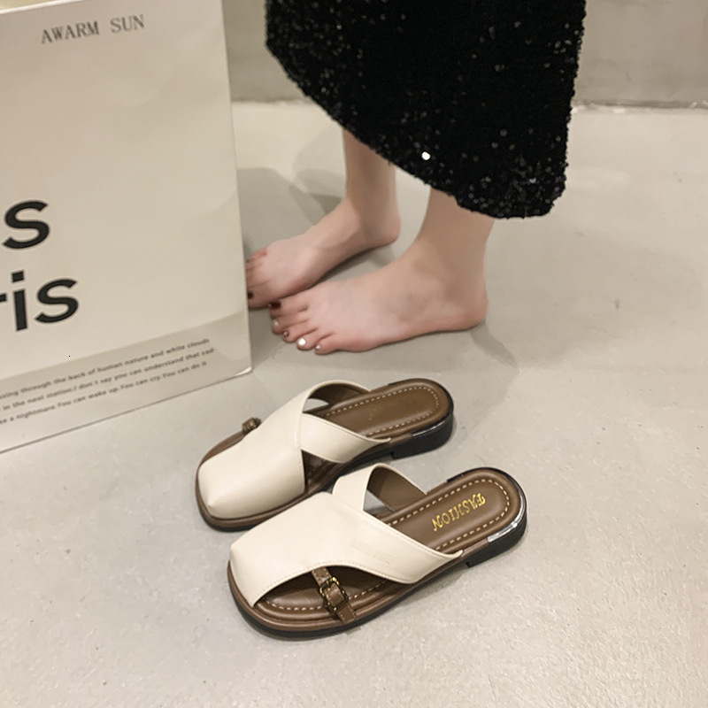 Ddmyoutdoor Trendy Fashion Soft Sole For Women Summer Outdoor New Casual Versatile Roman Beach Shoes Elegant Closed Toe Slippers Outdoor Shoes