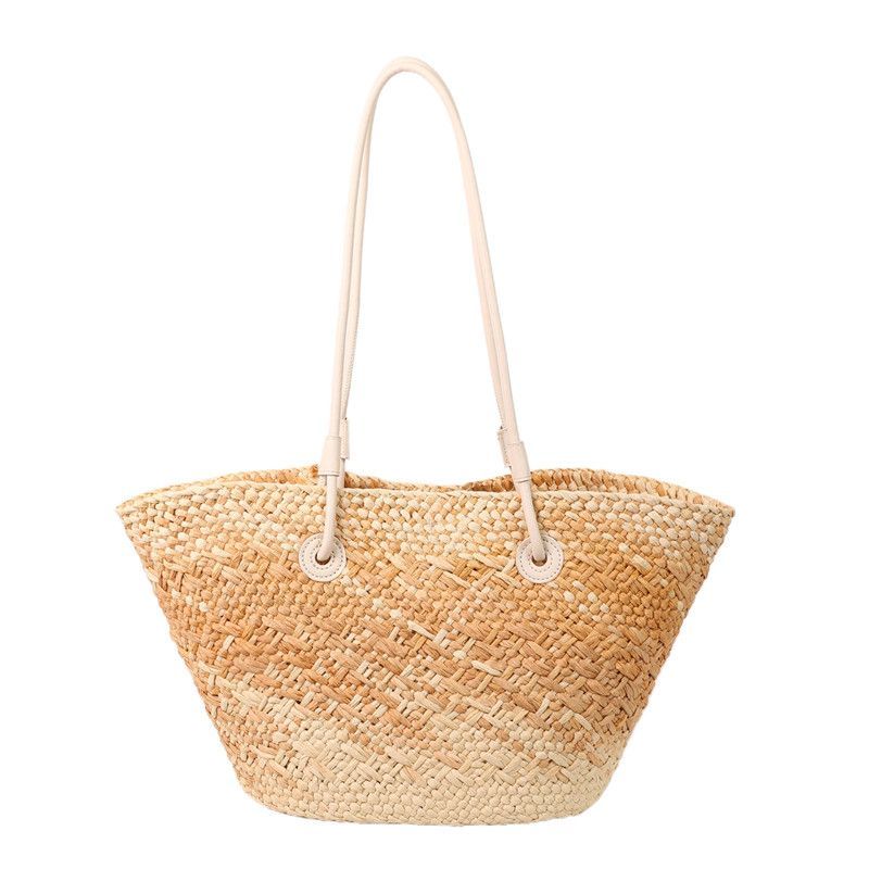 Hot Free Shipping Lafte Grass Hand Woven Straw Woven Tote Bags for Women Shoulder Raffia Bag Rattan Large Shopping Basket Beach Bag Luxury Crochet Han