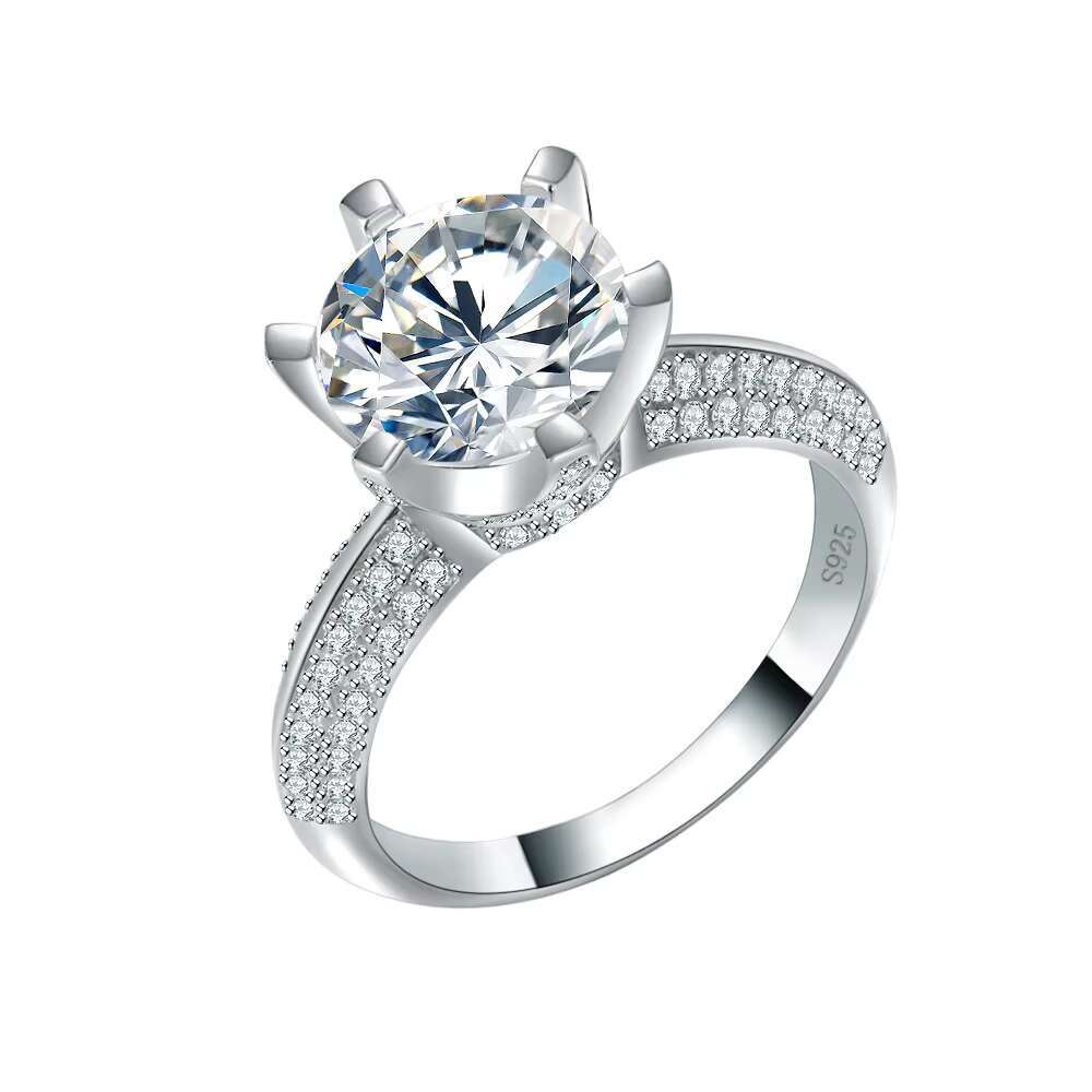 Moissanite Rings Womens Engagement 925 Sterling SilverWedding Six Claws 1CT 2CT 3CT 5CT VVS Round Brilliant Moissanite Ring