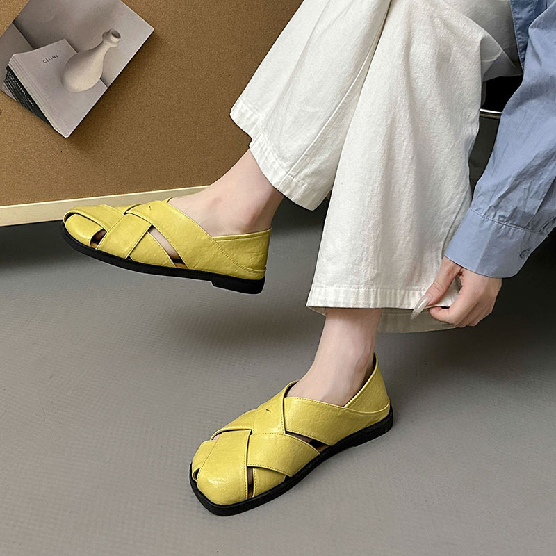 Ddmyoutdoor Artistic Forest Style Flat For Women Leather Back Strap Roman Shoes Summer New Soft Sole Ladies Sandals Outdoor Shoes