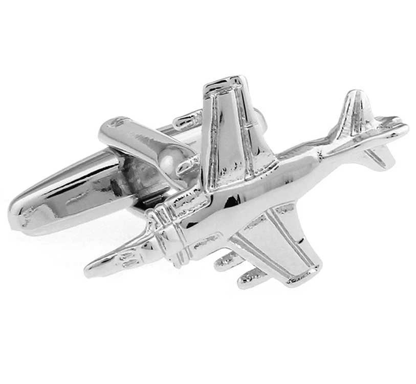 Mens Fighter Cufflinks Quality Brass Material Silver Color Airplane Design Cufflinks Wholesale Retail XJ250614