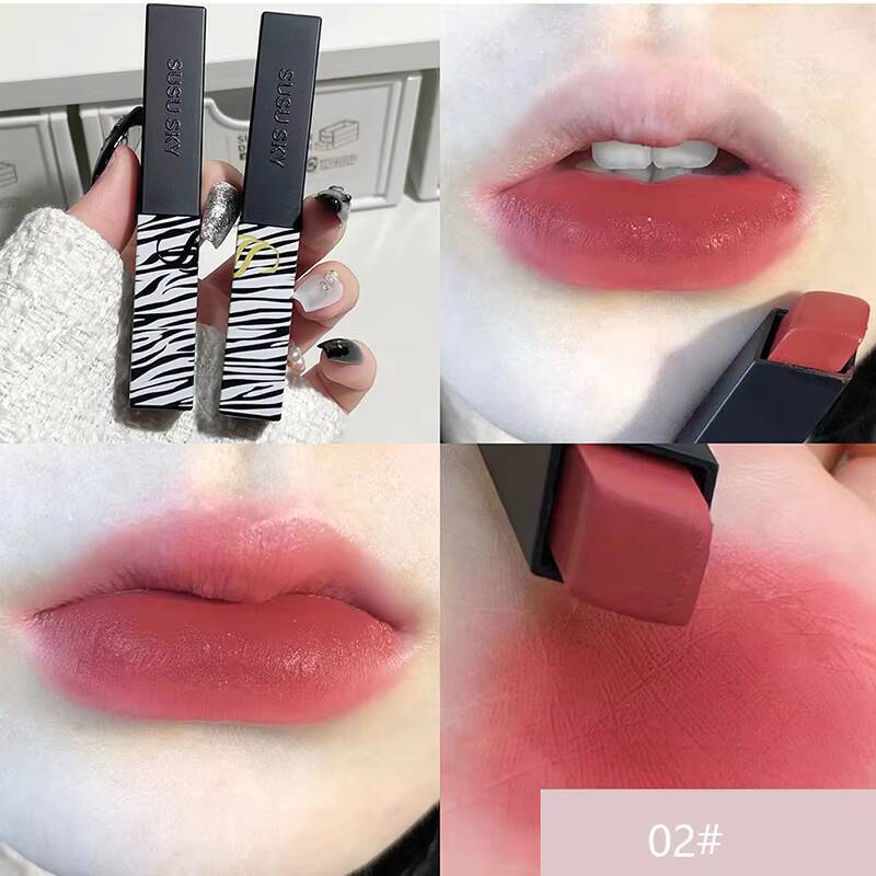Matte Lipstick Nude Smoked Rose Colour Velvety Lip Tint Solid LipGloss Waterproof Makeup Long Lasting Cosmetic happy