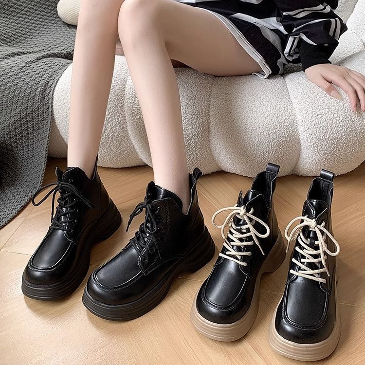 Ddmysports Martin For Women New British Thick Sole Height Increasing Slimming Street Style Short Spring Autumn Single Boots Outdoor Shoes