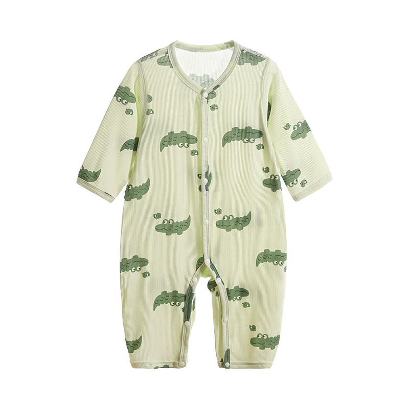Modal baby jumpsuit summer thin men and women baby clothes home cool spring and summer air-conditioned clothes long-sleeved pajamas