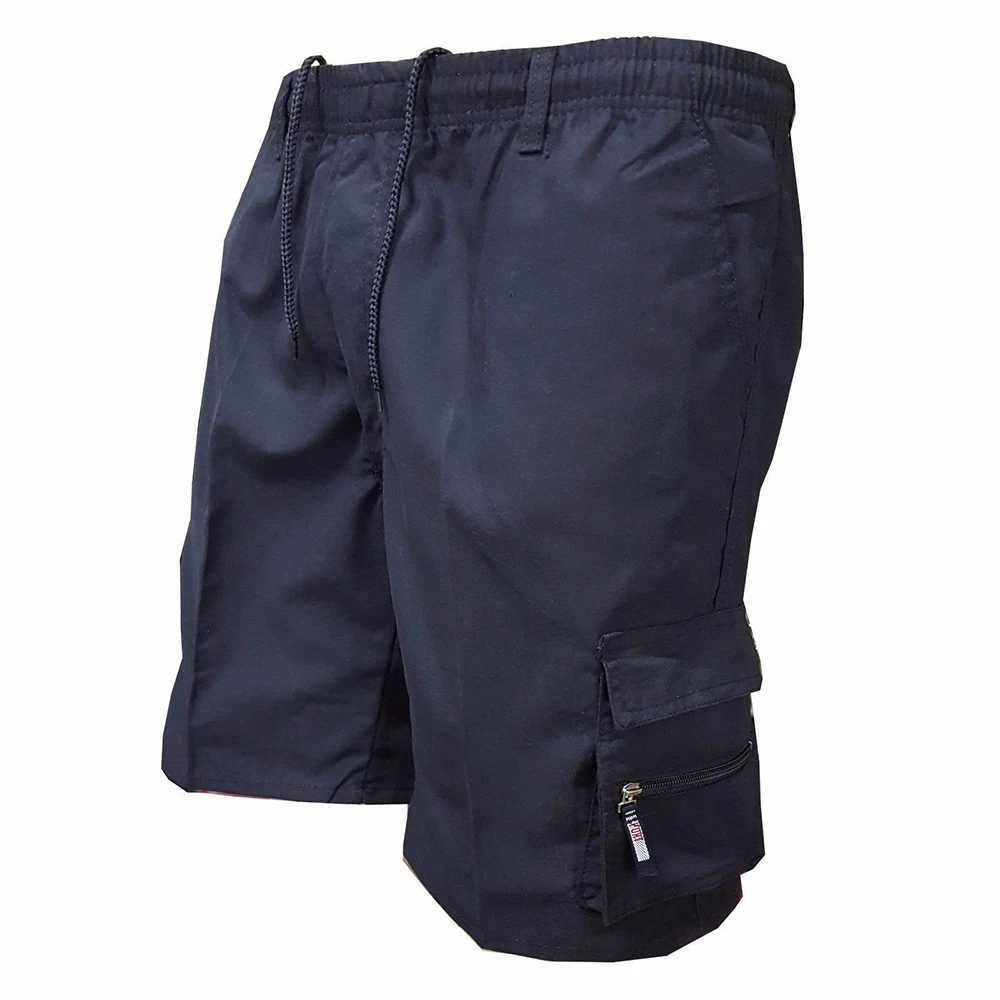 Mens Tactical Shorts Summer Casual Jogging Cargo Shorts Loose Multi-pockets Elastic Waist Work Hiking Overalls Short Pants W250614