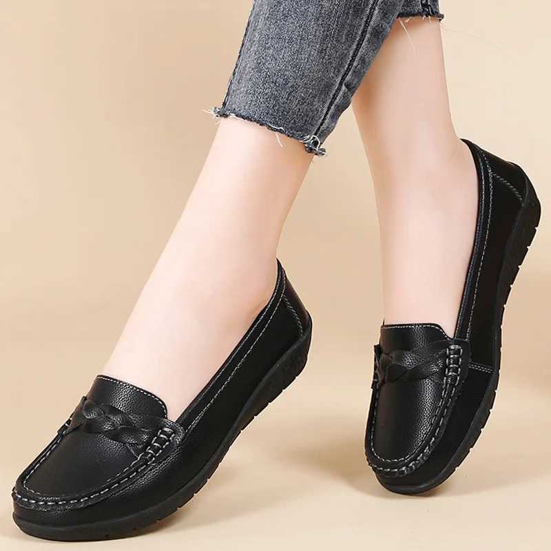 Shoes Women 2025 New Loafers Slip Flats Leather Shoes Woman Comfortable Flat Shoes Women White Zapatos Mujer Womens Footwear XJ250614