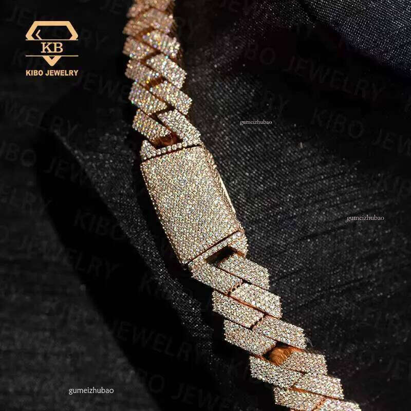 Real Laboratory Mossanite Jewelry Iced Necklace Men's Rap Singer Pure Sier Moissanite Cuban Chain