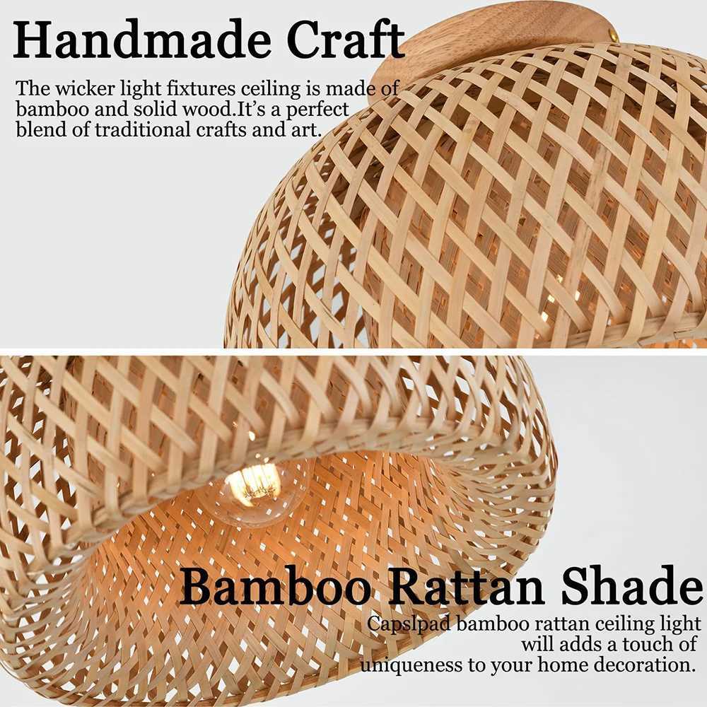 Hand Knitted Chinese Style Bamboo Ceiling Light Weaving Hanging Lamp Restaurant Chandelier Home Decor Lighting Fixture AC85-260VXJ2500613