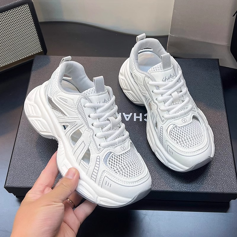 Ddmysports Thick Soled Super Popular Hollow Soft Dad Shoes New Summer Breathable Mesh Versatile Casual Sneakers For Women Outdoor Shoes