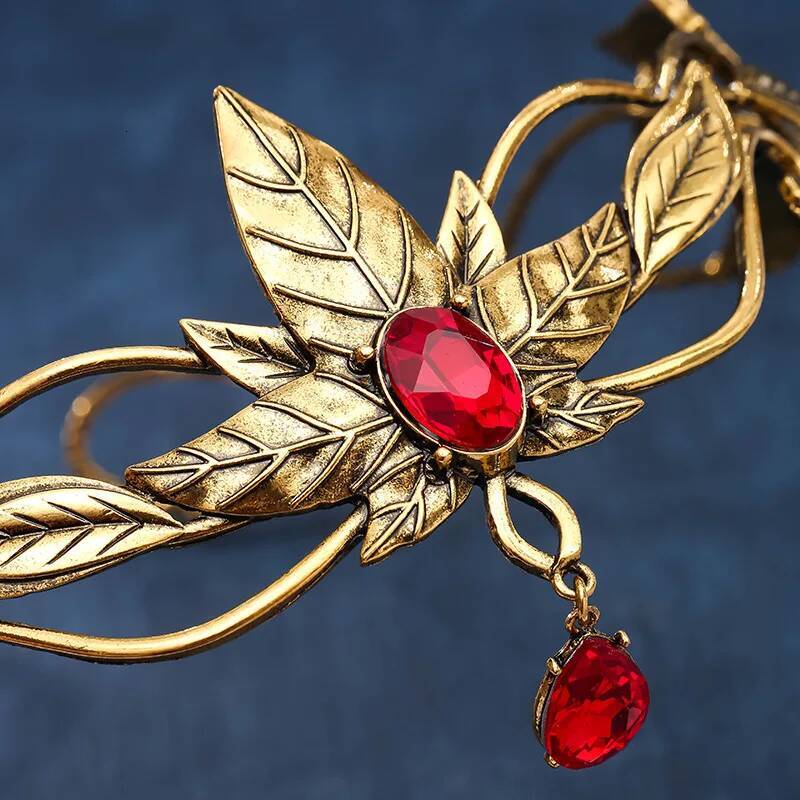 Gold Color King Round Ees Crown Crystal Goddess Tiaras Women Man Vintage Leaf Headband Diadem Bridal Hair Accessories