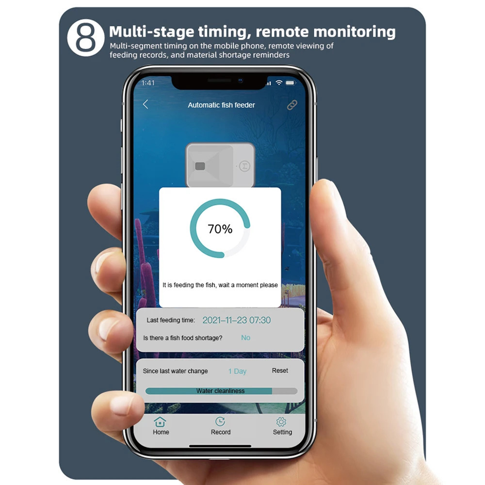 100ML Large Capacity Fish Feeder Mobilephone APP Control WiFi Intelligent Timing Automatic Feeder Aquarium Goldfish Feeder 250613