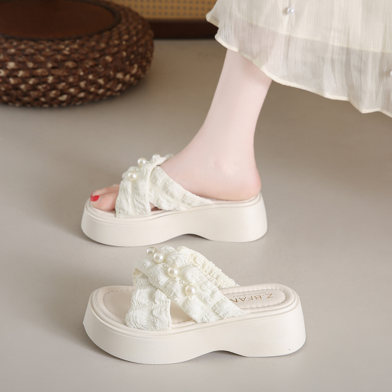 Ddmyoutdoor Women S Summer New Thick Soled Beach Sandals Internet Celebrity Ladies Casual Lazy Fashion One Strap Slippers Outdoor Shoes