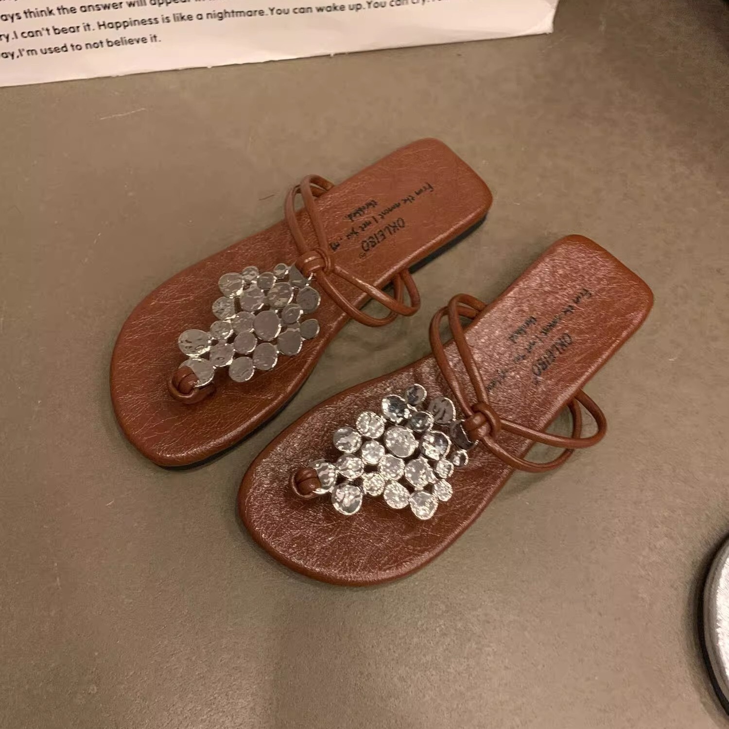 Ddmyoutdoor Ddmyoutdoor Toe Post Spring And Autumn New French Style Design Sense Elegant Outdoor Flat Roman Sandals Women S Shoes Outdoor Shoes