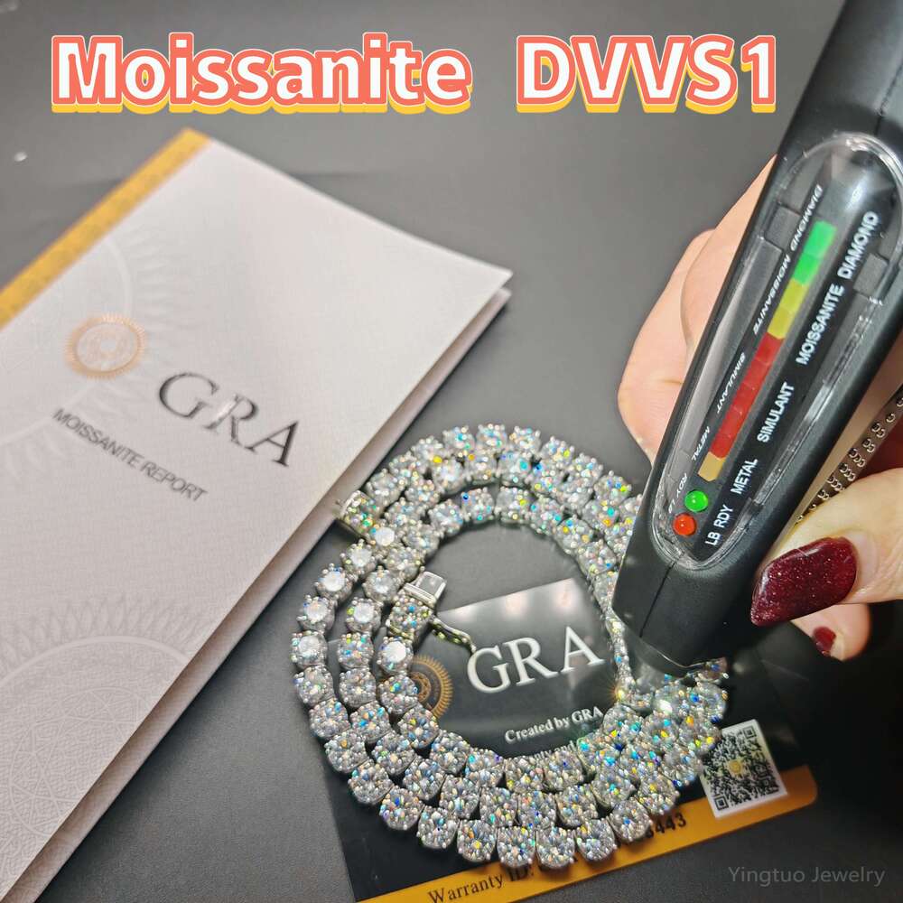 Factory Price Iced Cut 2mm 3mm 4mm 5mm 6.5mm VVS Silver 925 Hip Hop VVS Moissanite Diamond Tennis Chain for Women Men