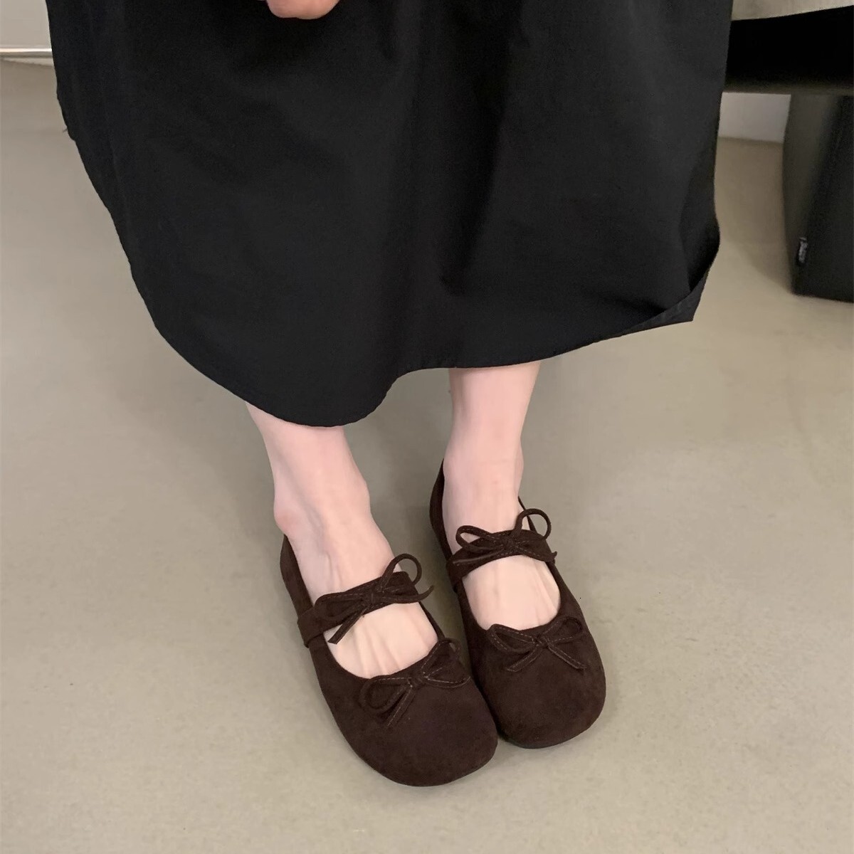 Ddmyoutdoor French Little Red Shallow Mouth Single For Women Spring And Autumn New Gentle Fairy Style Ballet Evening Flat Mary Jane Shoes Outdoor Shoe