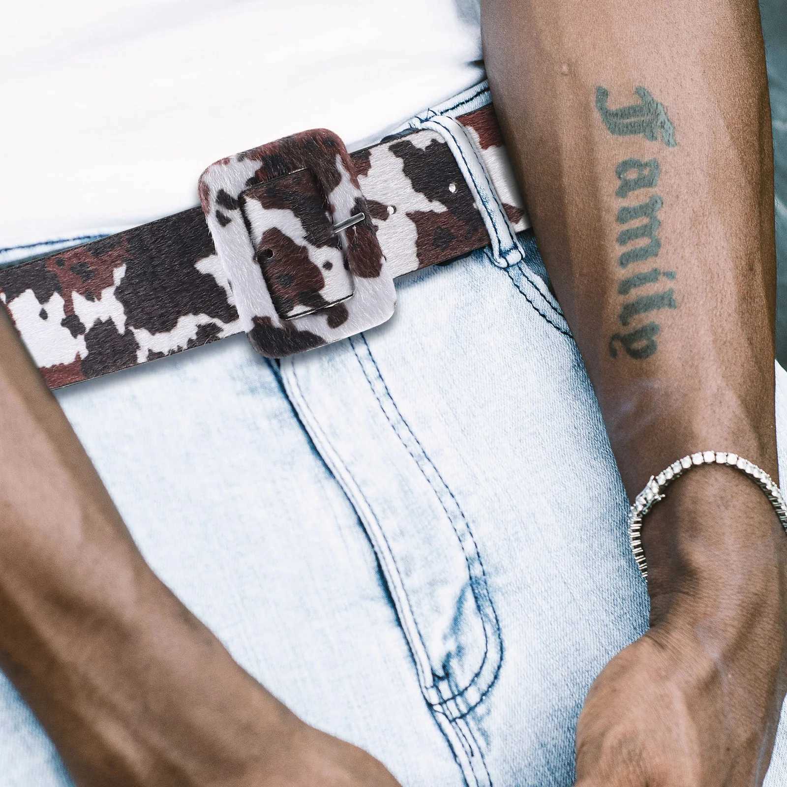 Cow Print Belt Waist for Women Western Skin Printed Fashion Belts X250614