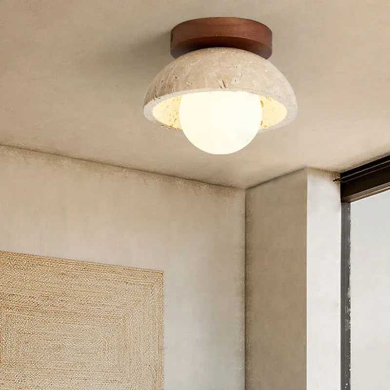 Wabi Sabi Style Yellow Cave Stone Ceiling Lamp Restaurant Lighting Corridor Balcony Entrance Kitchen Decor Ceiling Light XJ2500613