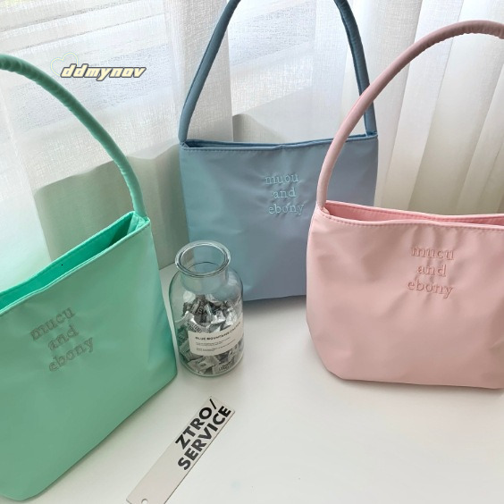 Korean Niche Fashion High-Value Commuter Embroidered Nylon Underarm Casual Versatile Bag Women's Tote Handbag ddmynov
