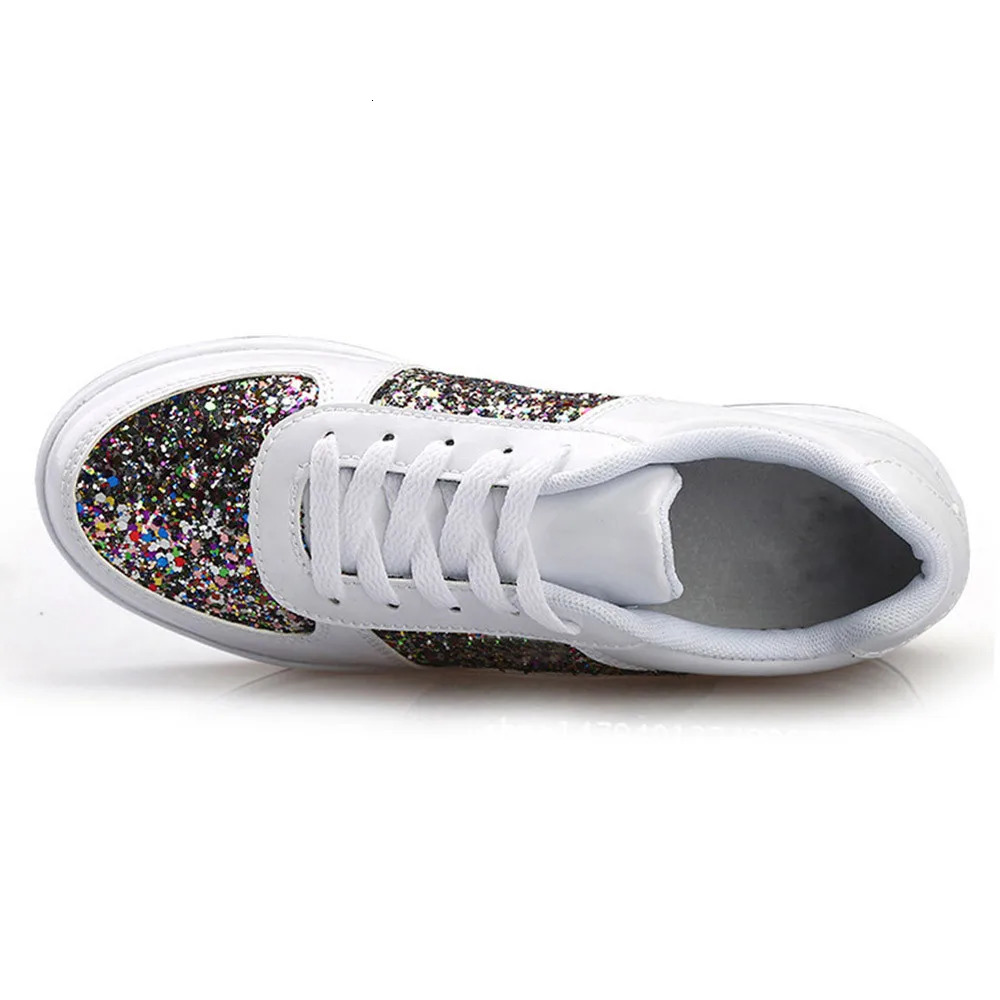 Fashion Ladies WomenS Shoes Sport Sequins Wedges Shoes Shake Silver Comfortable Sport Jogging Tennis Lace-Up Running Sneakers 250610